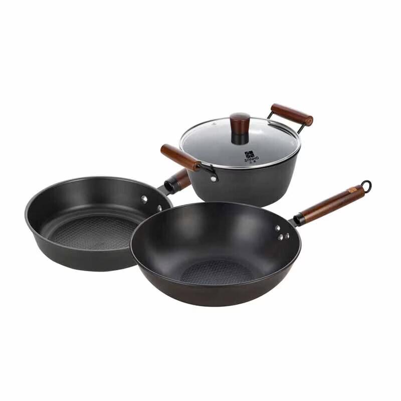 Sanhe Dragon Series Nitrided Iron Wok Set