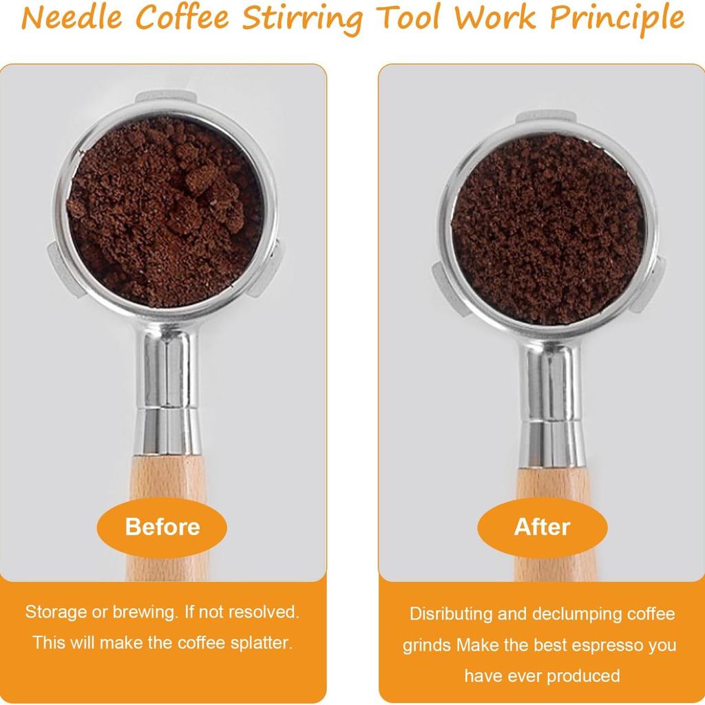 Kahve Karıştırma İğnesi Espresso Kahve Karıştırma Aleti Toz Karıştırıcı Distribütör Ahşap Saplı Dengeleyici WDT Aletleri Barista Aksesuarları