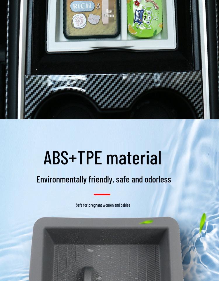 Eco-Friendly Double-Layer Armrest Storage Box for Tesla Model Y Center Console
