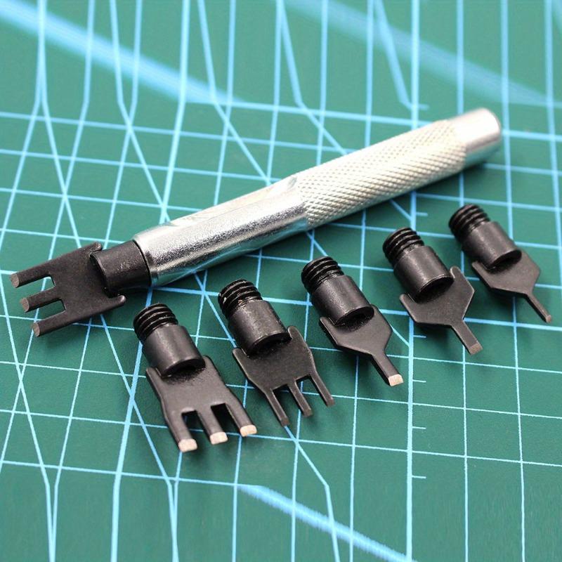 1 Set Leather Flat Punch Tool Set Steel Handle Can Replacement Head Belt Hole Punching Thonging Chisel Craft Tool