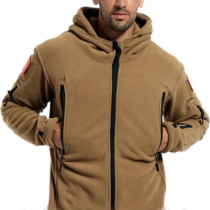 Winter Fleece Jacket Men Warm Polar Outdoor Hoodie Coat Pocket Casual Full Zip Sport Hiking Jacket