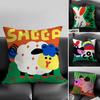 Pillow Case Cute Animal World Home Dorm Chair Back Short Plush Double-Sided Printing Office Nap Time Cushion Cover