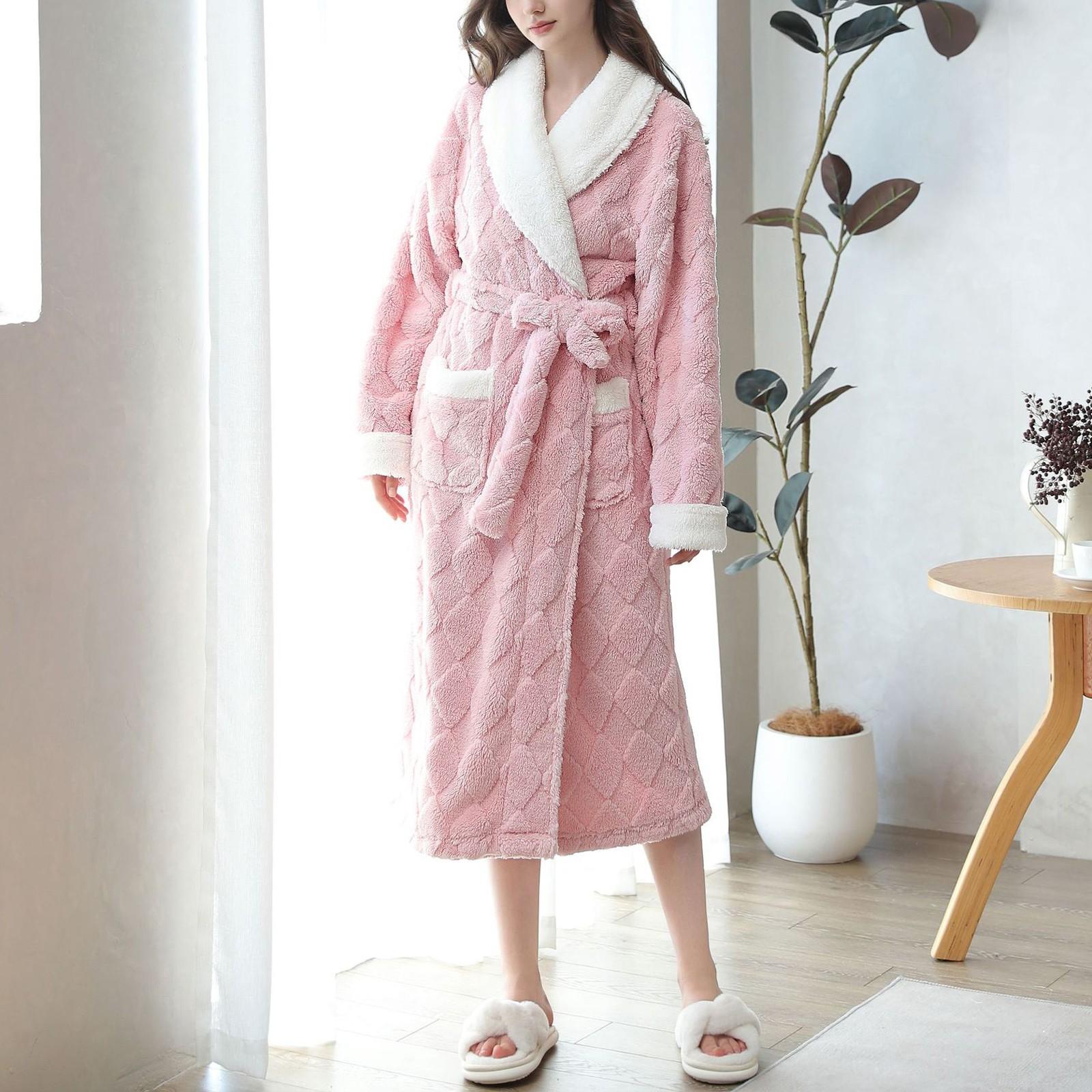 

Утолщенный теплый банный халат с капюшоном, жаккардовая фланелевая ночная рубашка, свободный повседневный халат, осенне-зимняя женская ночная рубашка из кораллового флиса XL