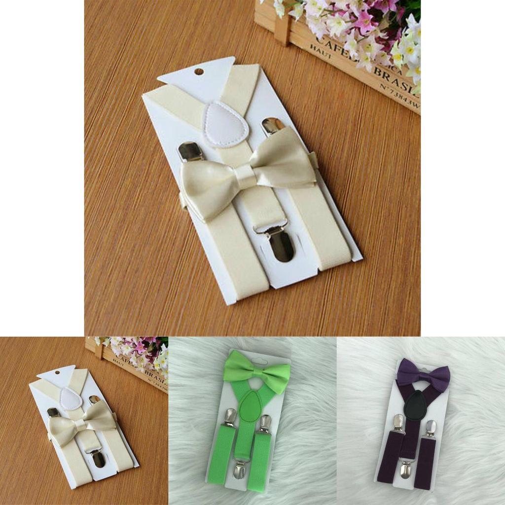 Vibrant Youth Suspender And Bow Tie Set With Strong Elastic And Adjustable Length