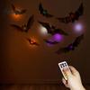 Easy Install Wall Stickers 48Pcs Halloween Bats Decor, LED Light Up Bats, 12 Lights with Remote, Spooky Home Decor for 6 Sizes 3D Indoor Window