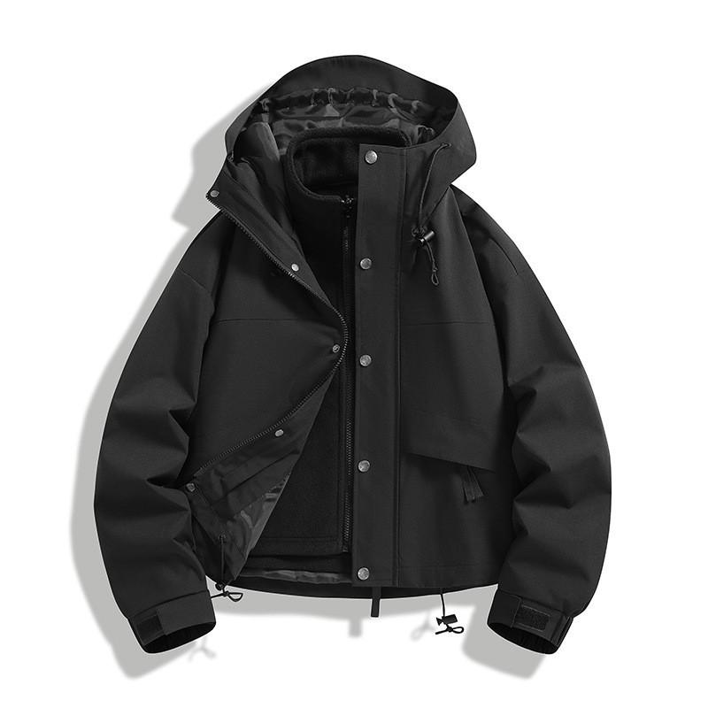 Womens Short Outdoor 3-in-1 Waterproof Windproof Jacket With Fleece Liner Hiking Camping Travel