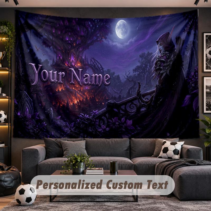 World of Warcraft Personalized Tapestry Support Custom Name, Wall Art Home Decoration
