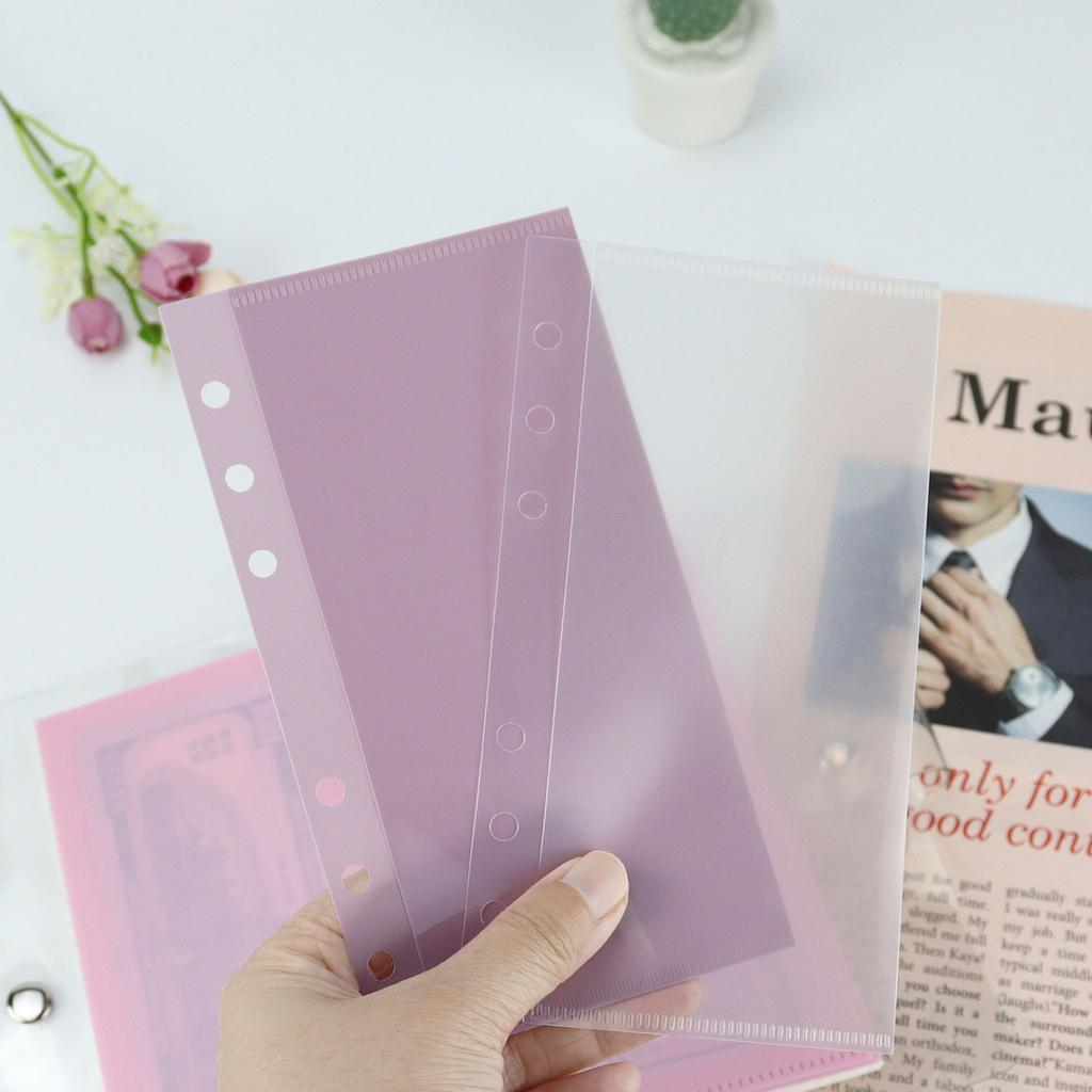 A6 A7 5Pcs Left Opening Pockets Binder Folders for 6Ring Notebook Divider Page Waterproof PVC Leaf Document Filing Bag