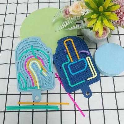 1pc Kids Sensory Activity Board - Silicone Stress-Relief Toy with Interlocking Shapes & Textured Surfaces for Fine Motor Skills