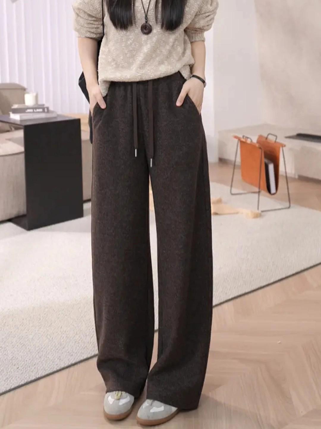 

Women s Autumn 2026 Elastic Waist Straight Leg Soft Rice Pants – Slim, Casual, Wide-Leg Design Small