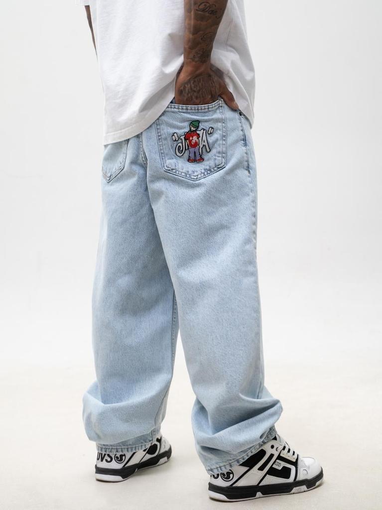 Jigga Wear Dude Men's Super Baggy Jeans Light Blue XXL