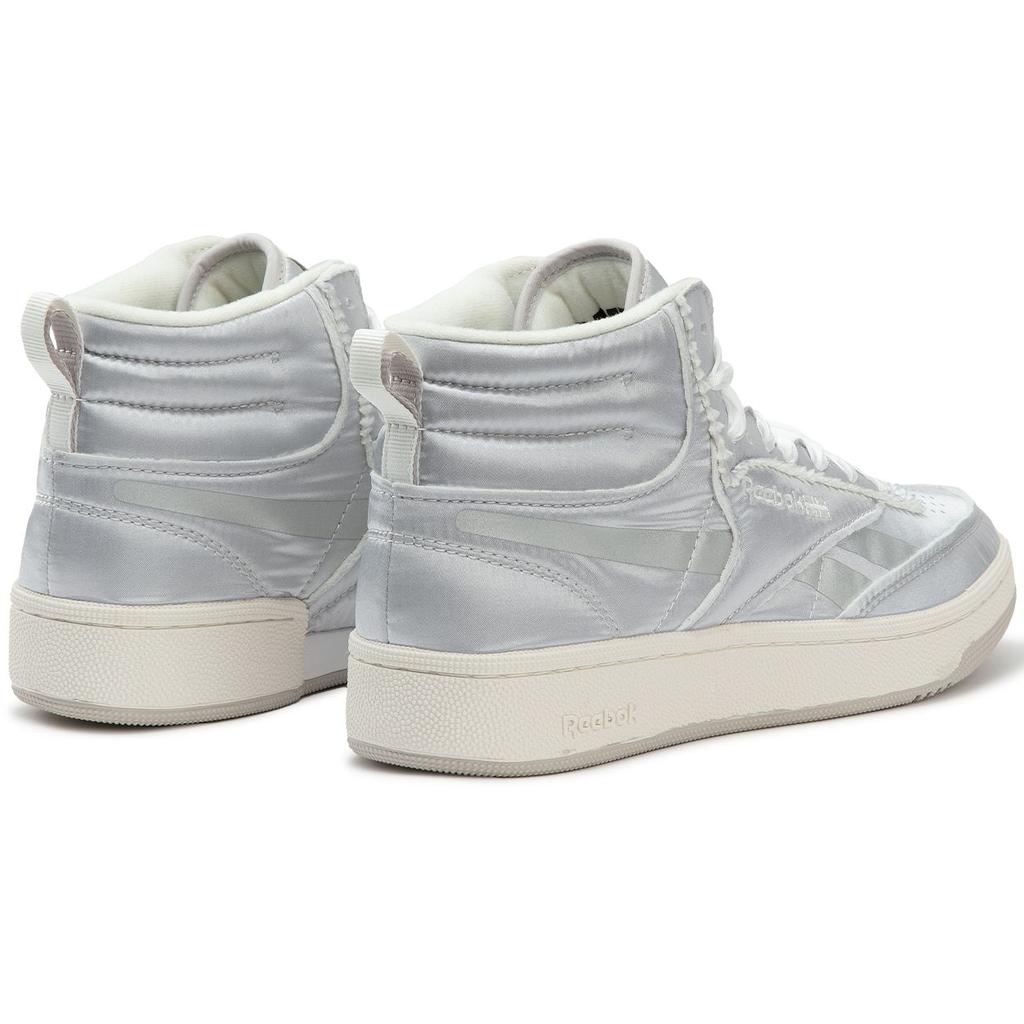 Reebok Club C 85 W+ Mid Classic Trend Comfortable Versatile Liquid Silver High-Top Sneakers Unisex Sneakers Silver-Gray 24FRC909U4GG8