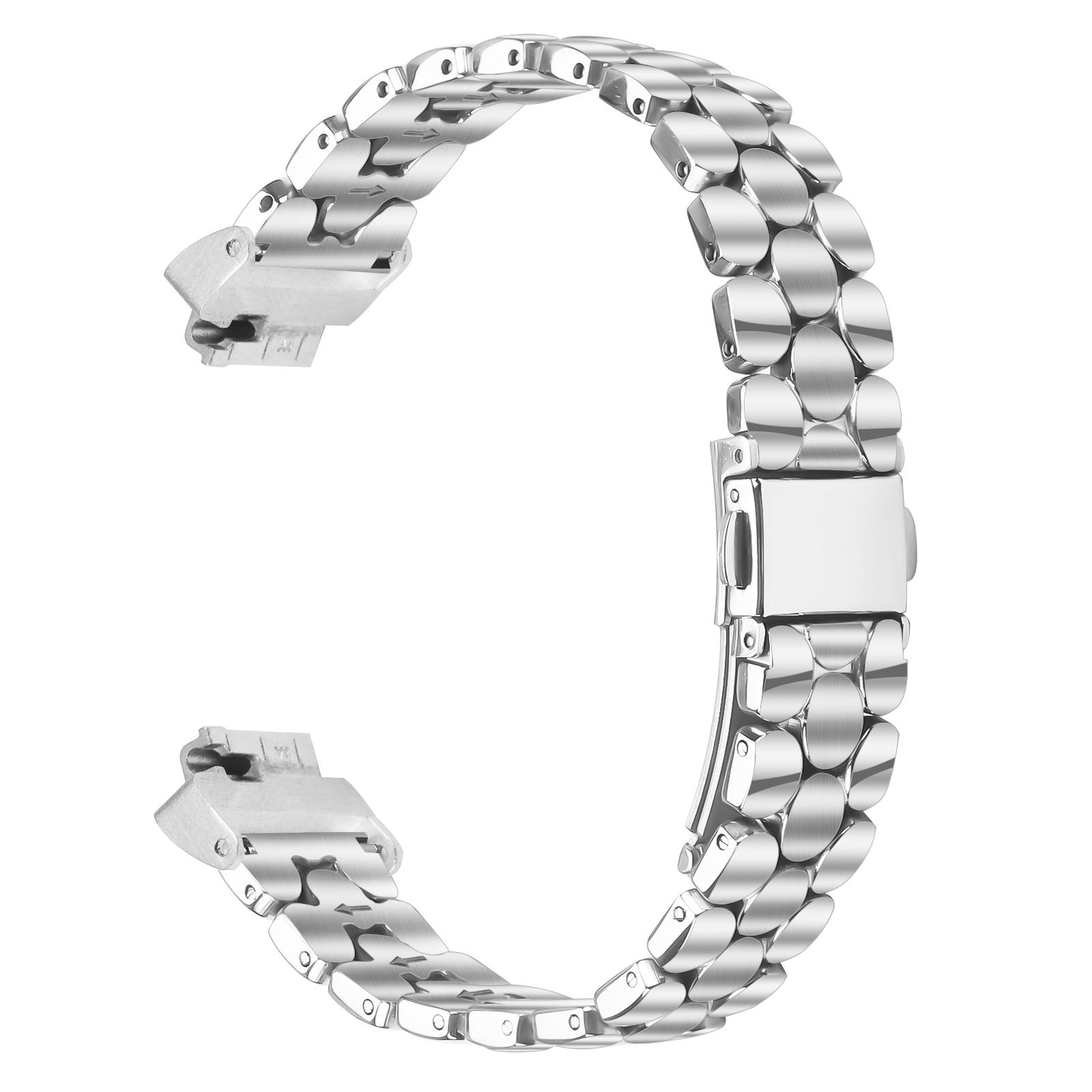 Metal Watch Band for Fitbit Inspire HR/Inspire 2/Inspire Pearl-Shape Stainless Steel Silver Wrist Strap