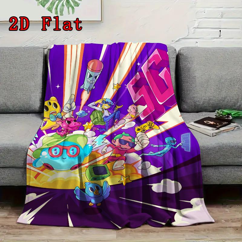 Gaming Adventure Characters 2D Flat Pattern Flannel Blanket High Quality All Seasons Warmth and Comfort Perfect for Christmas Gifts.