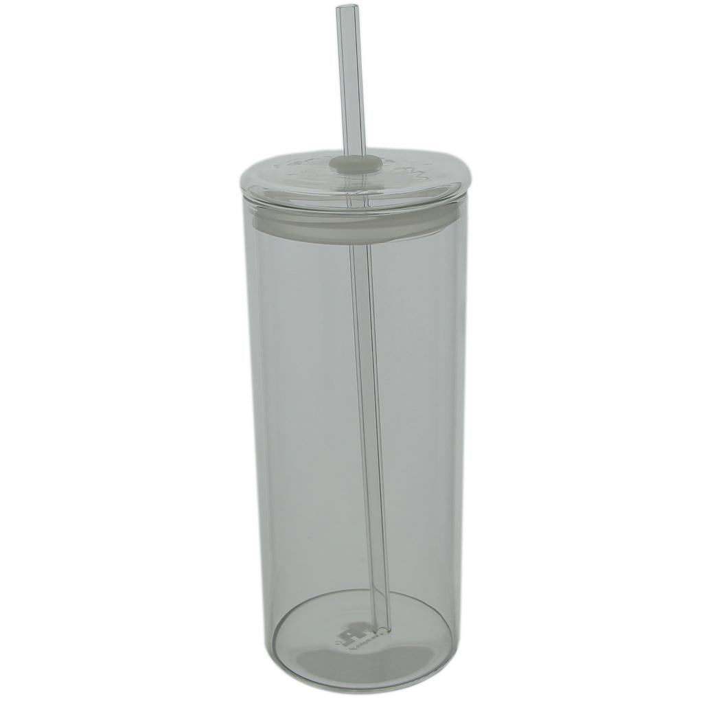 MUG GLASS BOTTLE BOTTLE WITH STRAW 600ml GLASS