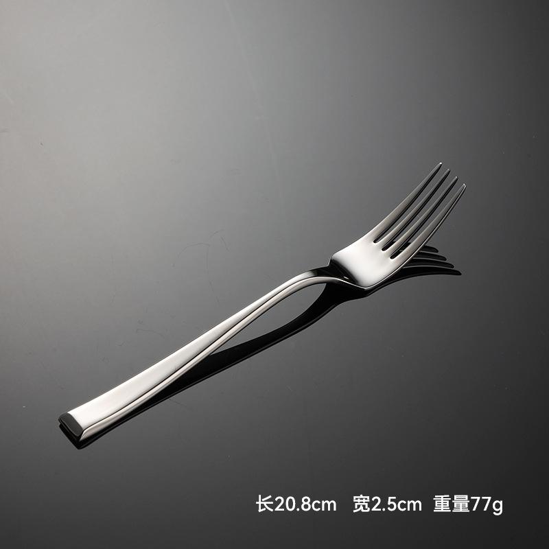 Forged 304 stainless steel square handle oblique western tableware knife and fork spoon hotel heavy main meal knife and fork