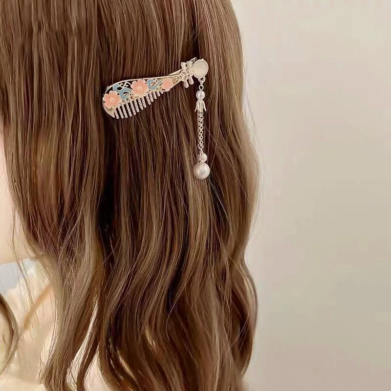

Ancient Style Fan-Shaped Hairpin: Elegant Chinese Bangs Clip and Hanfu Hair Accessory