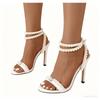Fashion Hot Selling 2025 new Fashion Open Toe String Bead Buckle Strap Women Sandals Sexy Thin High Heels Ankle Cross-tied Ladies Shoes