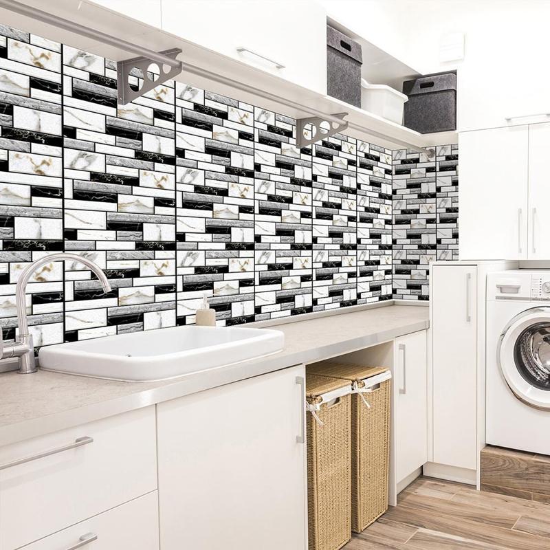 30x30CM Kitchen Touch Feel 3D Texture 4MM Thickness Wall Paper Tile Sticker Decal Home Decoration