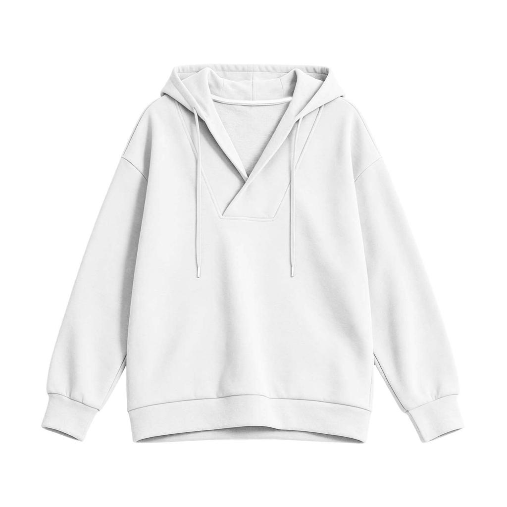 Women's Fashion Color Hooded Long Sleeve Loose Sweatshirt Top