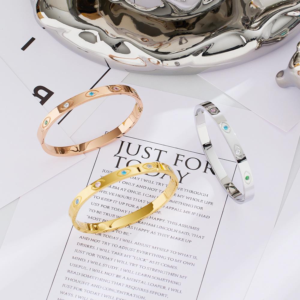 Bracciale Occhio Malvagio in Zircone Colorato Impilabile Braccialetto Turchese Regalo per Celebrazioni per Sorelle Gioielli Protettivi