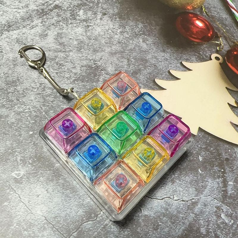 Новый DIY Брелок-клавиатура Fidget Брелок для ключей Кнопка Клавиши Снятие стресса Игрушка-кликалка 9 Клавиш Клавиатура для пальцев Колпачок Взрослый