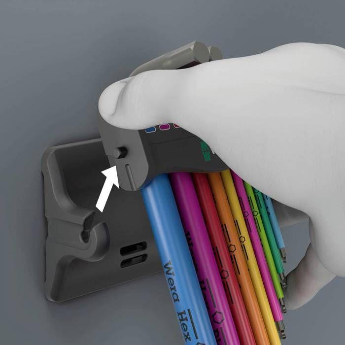 Wera 950/9 Hex-Plus Multicolour 3 6 pans intérieurs Jeu de clés mâles coudées 1.5 mm, 2 mm, 2.5 mm, 3 mm, 4 mm, 5 mm, 6