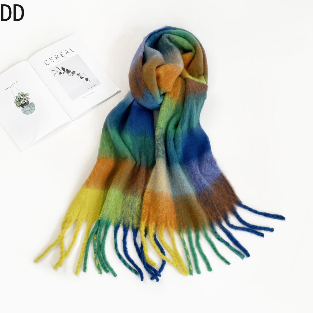 Chic Women Scarf Autumn Winter Mohair Versatile Luxury Green European Shawl Female Soft Warm Thermal Muffler Ladies Y2K Style