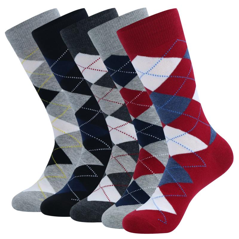 5Pairs Mens Fun Dress Socks Pattern Funny Socks Pack Colorful Striped Combed Cotton Novelty Socks Cool Breathable Casual Socks