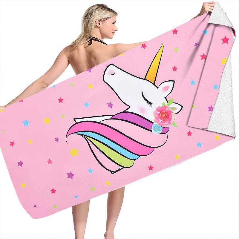 Rainbow Unicorn Beach Towel Soft Microfiber Bath Towel For Boys Kids Girls Quick Dry 50x100cm Sunscreen Travel Camping Blanket