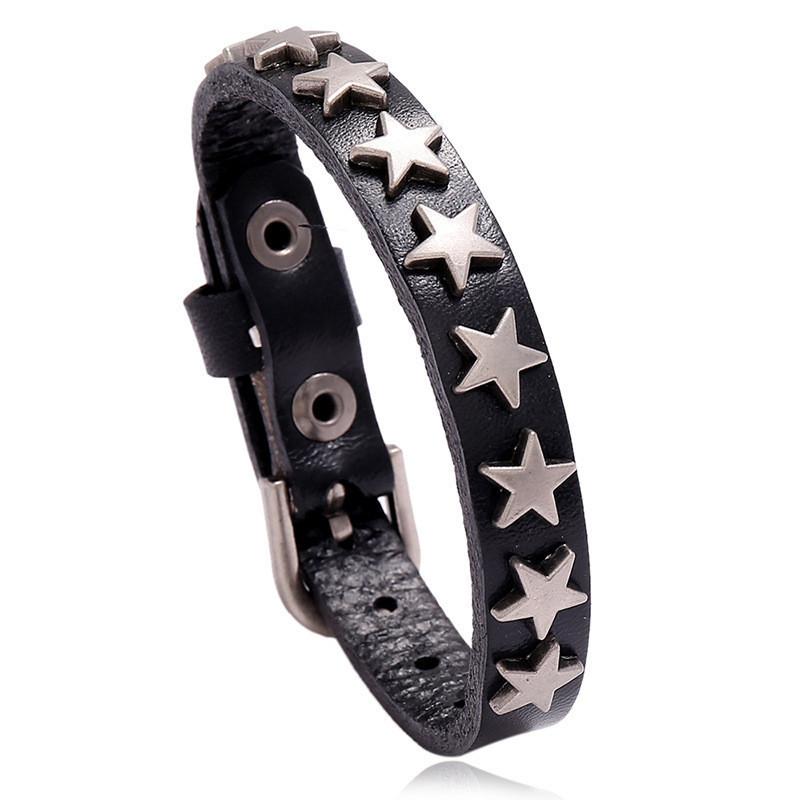 Bracelet Punk Rock Nouvelle Étoile 2025 en Faux Cuir Pour Hommes Femmes Jonc à Pointes Bijoux Gothiques Cosplay Vêtements Emo Accessoires
