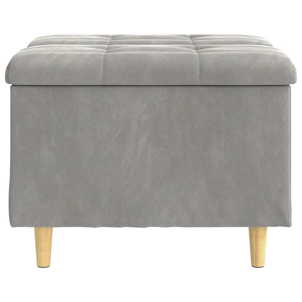 Storage Ottoman with Cushion Light Grey 60 x 60 x 45 cm Velvet
