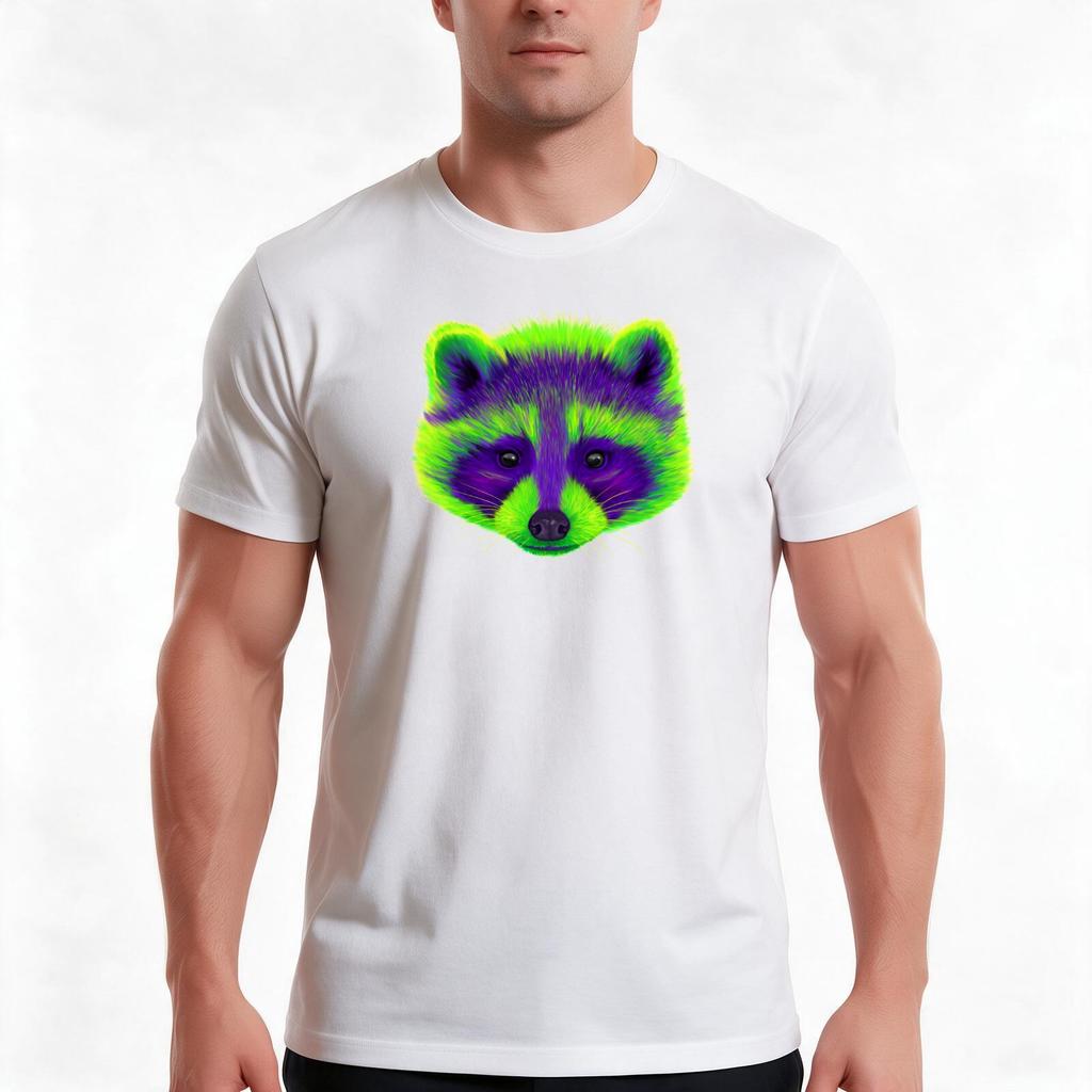 Purple And Green Raccoon Tshirt Summer Casual Cotton Tee Oversized Streetwear Tops Vintage Graphic Print Unisex Unisex Unisex