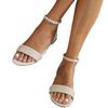 Mode Damen Weiße Flache Sandalen Perlenriemen Bequeme Hochzeitsschuhe Übergröße Lässige Outdoor-Slipper Neues Design