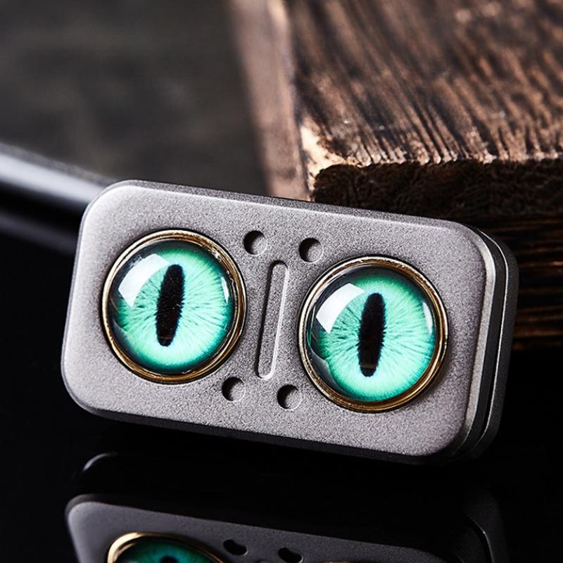 Topmix Green Owl Rotating Mechanical Slider Magnetic Push Card Clicker Fidget Spinner Pushing Plate Edc Alloy Stress Relief Sensory Toy