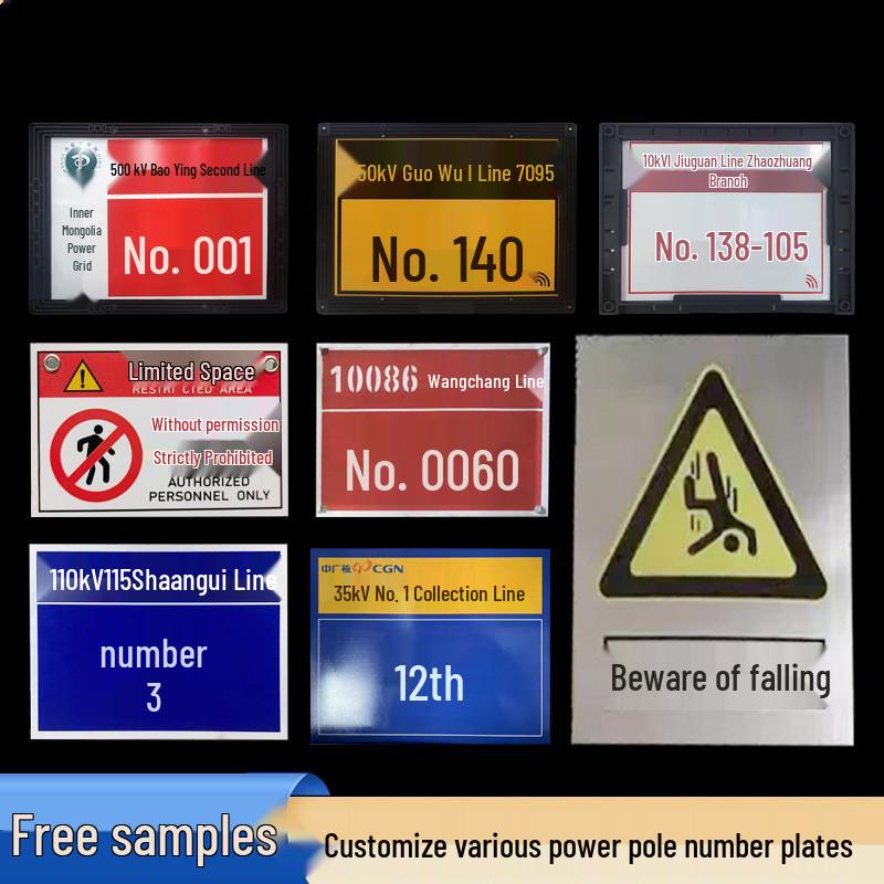 Customized Reflective Aluminum Number Plate for Power Poles with Safety Warning Signs