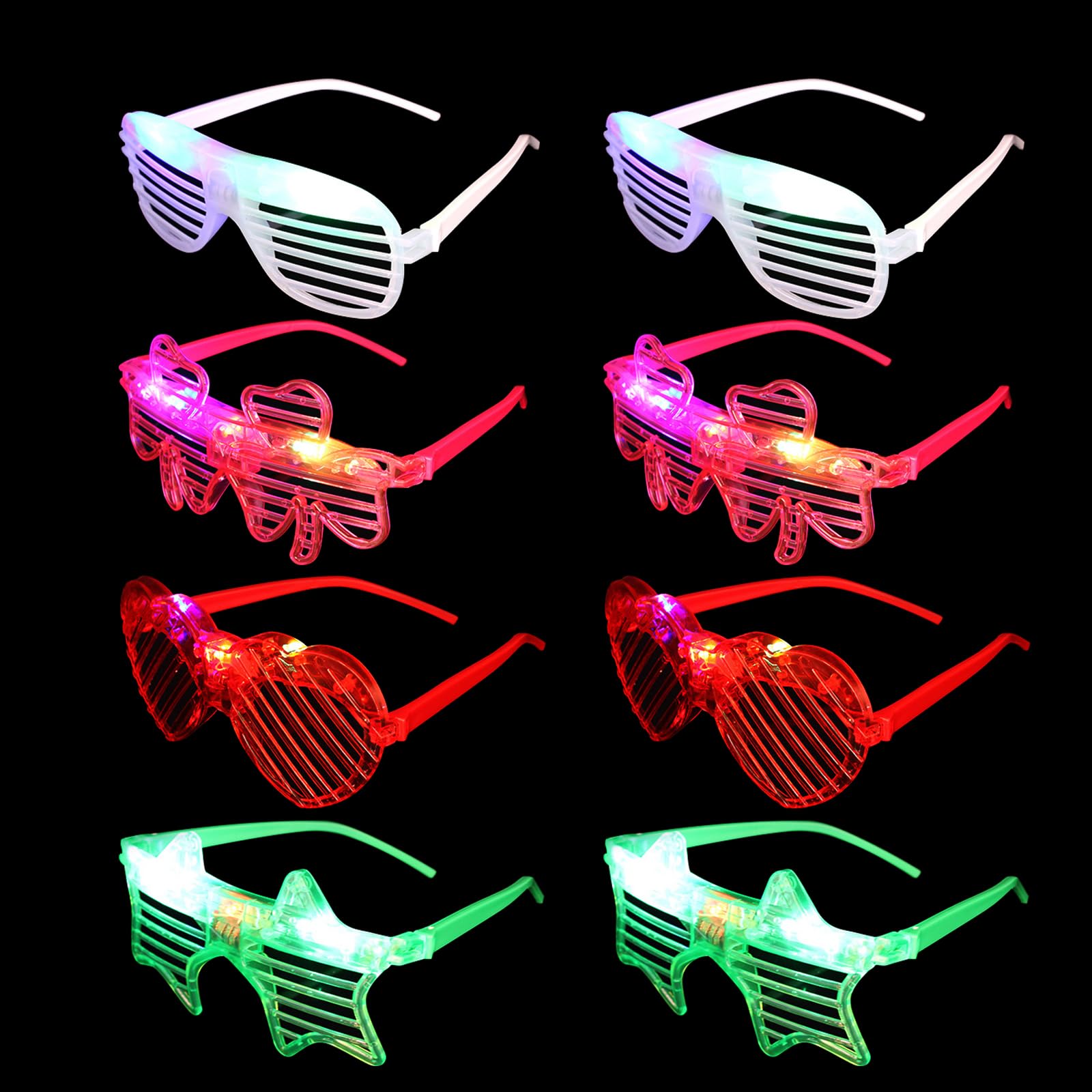 

Набор светодиодной подсветки для вечеринок для новых и идеально подходящий для детей и взрослых [CMD] 8 штук солнцезащитные очки, очки, дни рождения, Рождество, год, фестивали,