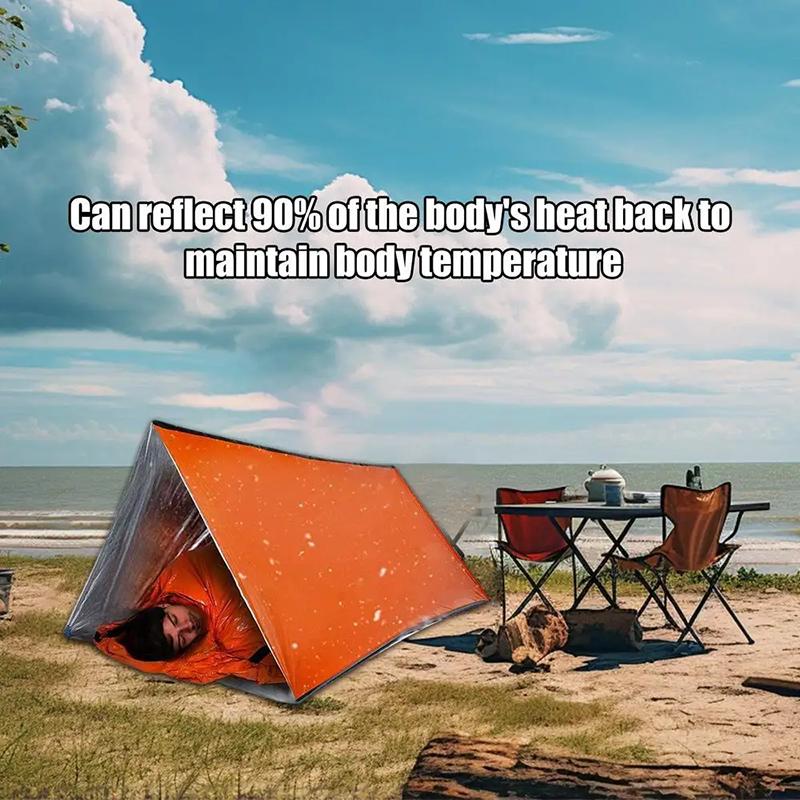 Tente de survie d'urgence qui sauve des vies Tente d'urgence 2 personnes Couverture PE Sac de couchage d'urgence Imperméable Peut être utilisé comme fournitures de survie pour le camping