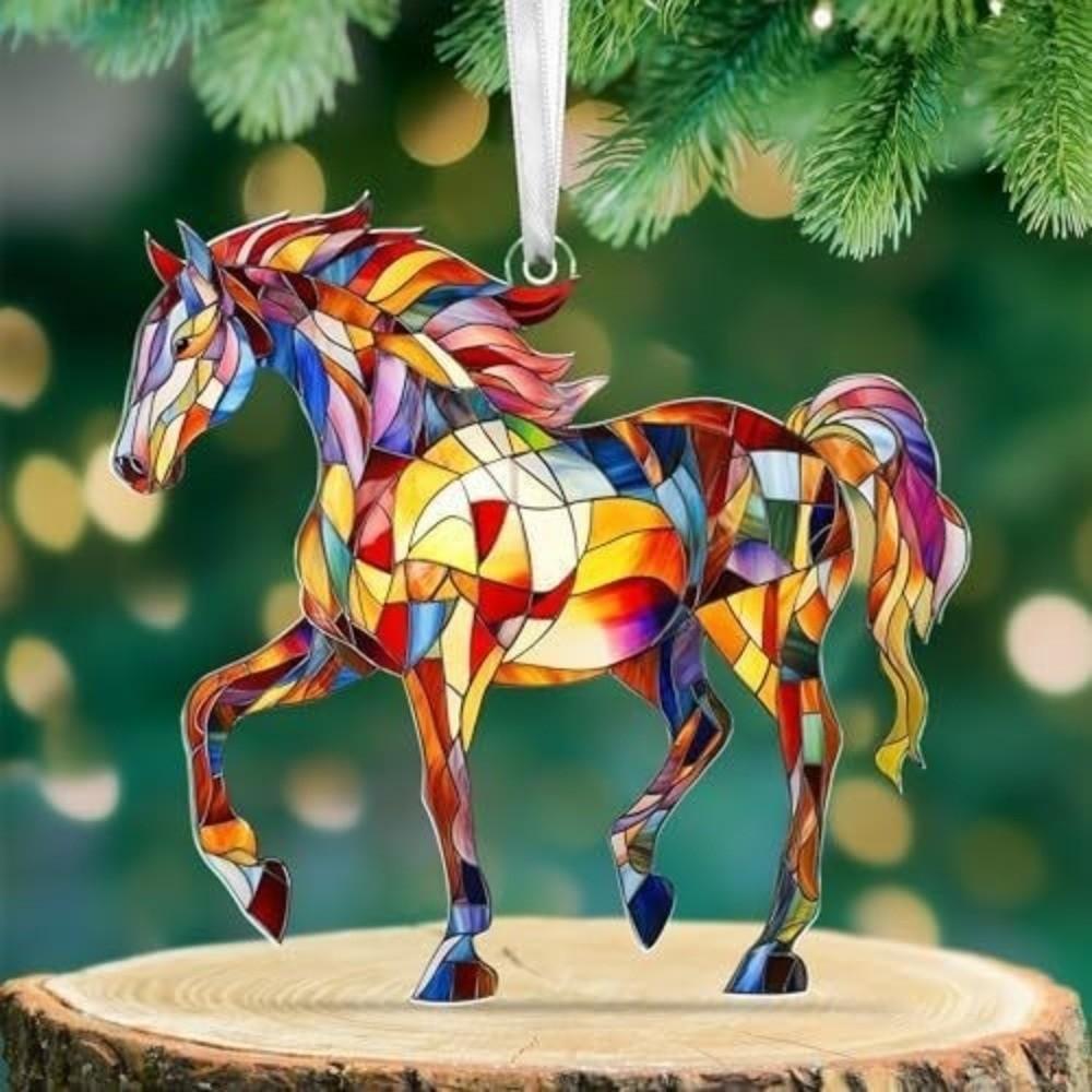 2D Flat Christmas Hanging Pendant Colorful Car Horse Pendant Bag Charms