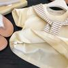 Korean Style Baby Girl Striped Shawl & Wide Leg Pants Set - Breathable, Skin-Friendly, Fashionable