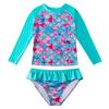European & American Mermaid Girls' Split Skirt Swimsuit - Colorful Gradient Long Sleeve Swimwear