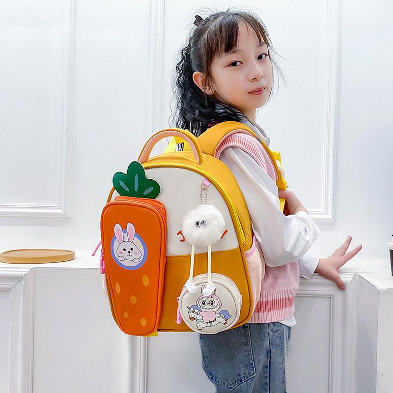 Carrot Cartoon Eyecatching Backpack For Young Children Made Of Quality Material Canvas