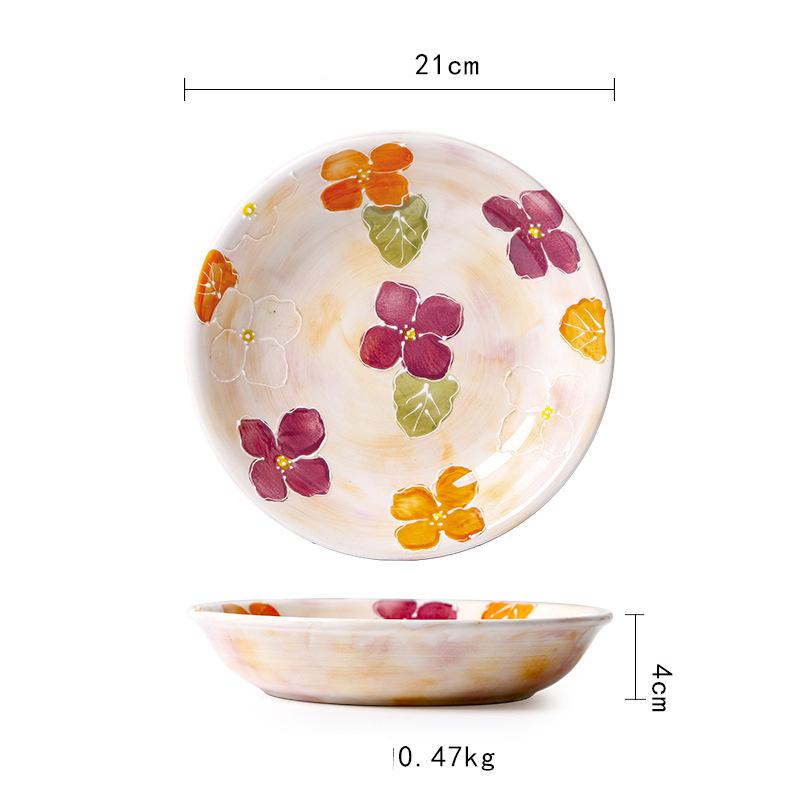 Creative Salad Plates,Soup Plates,Hand-Painted Ceramic tableware,Pasta Bowl Serve Porcelain Dishes Large 8inch