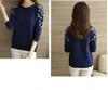 2026 Autumn Women's Korean Style Embroidered Knit Sweater - Long Sleeve, Round Neck, Thin Outerwear