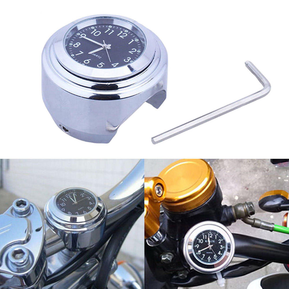 7//8 1 Universal Motorbike Handlebar Mount Dial Clock for Harley Kawasaki Yamaha and Vehicle Motorcycle Handlebar Clock