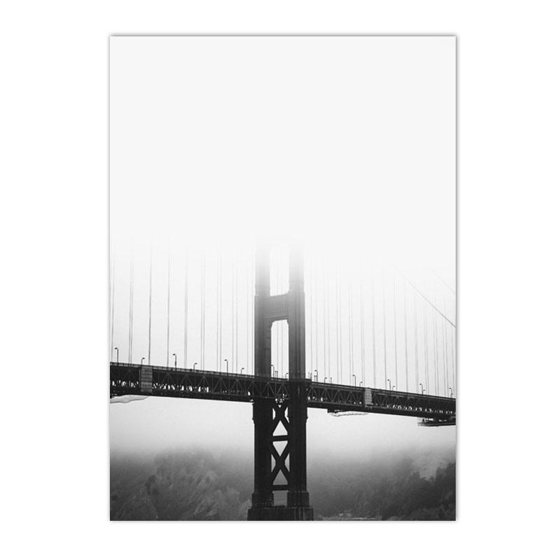 Black And White Posters Bridge Boat Palm Tree Canvas Print Pictures Conch Wall Art Sea Wave Poster Nordic Picture Bedroom Decor