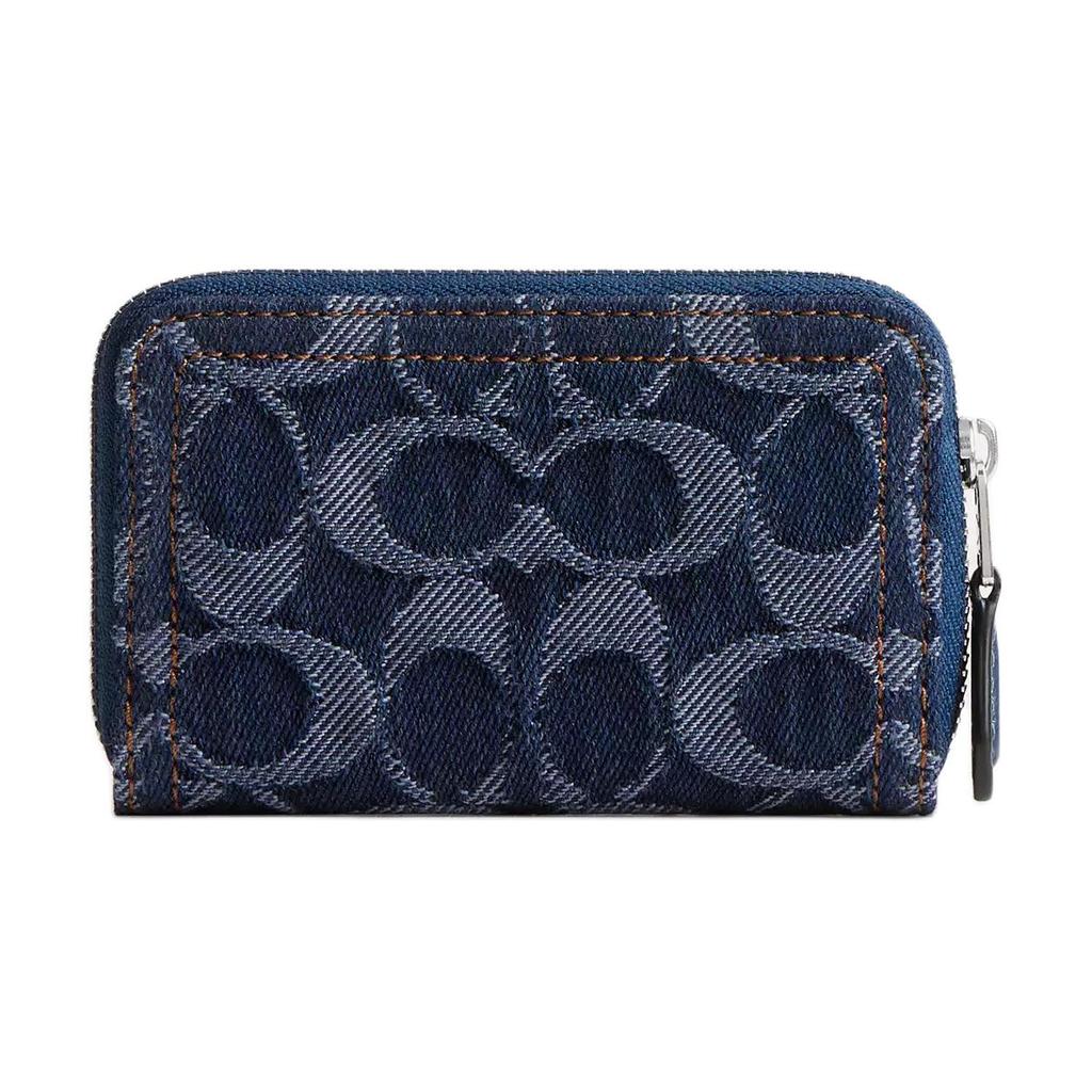 New COACH Essential Classic Denim Card Holder Small Women's Blue CAT62-LHRHY