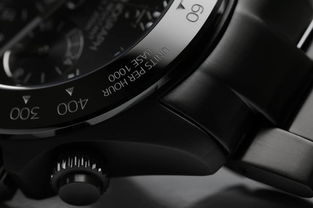 HYAKUICHI 101 Diver's Chronograph Watch, Men's, 20 ATM Water Resistant, Date Display, Quartz Movement, Ceramic Bezel, IP-BBB, All Black