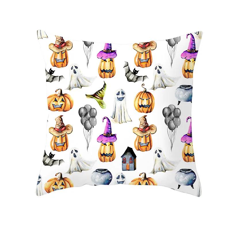 Halloween Style Decorative Cushion Cover Horror Pattern Polyester Pillowcase Pillow Cover For Sofa Home Room Festival Decor
