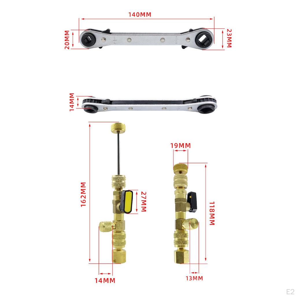 Valve Core Remover Installer Tools Set Refrigeration Service Wrench Air Conditioning Line Repair